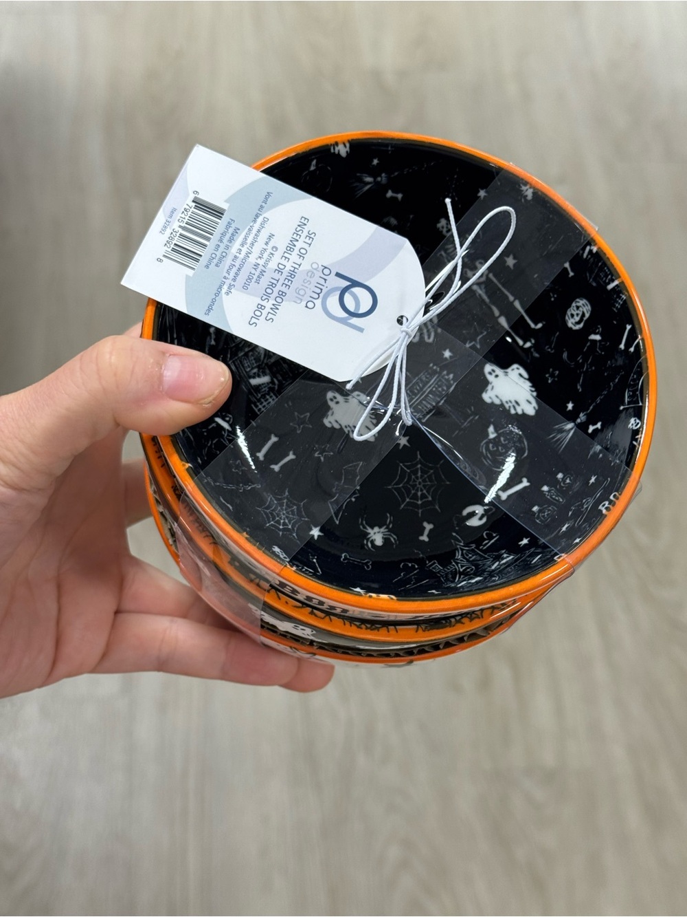 Primark Halloween Ceramic Bowls in Black & White with Orange Trim(6 bowls total) - Picture 3 of 8